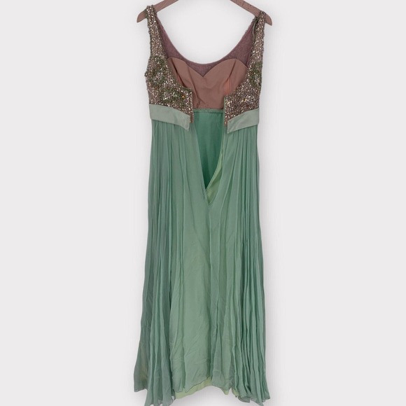 Vintage NEIMAN MARCUS Hand Beaded Maxi Dress Green NOS - Picture 3 of 11